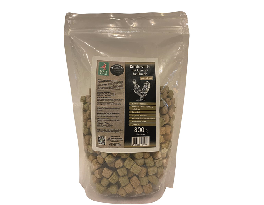 Kiebitzmarkt Superior Hundesnack Knabberstücke mit Gemüse & Huhn getreidefrei 800 g