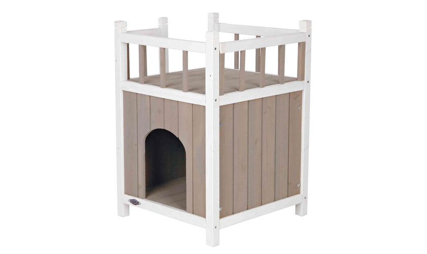 natura Cat's Home mit Balkon 45 × 65 × 45 cm, grau/weiß