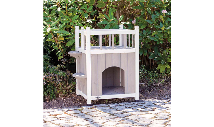 natura Cat's Home mit Balkon 45 × 65 × 45 cm, grau/weiß