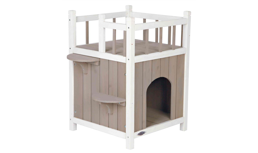 natura Cat's Home mit Balkon 45 × 65 × 45 cm, grau/weiß