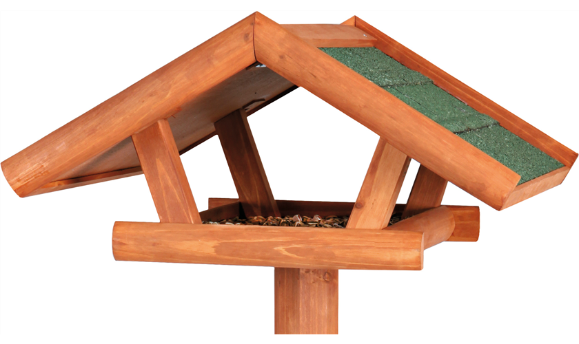 natura Vogelfutterhaus zum Aufstellen Kiefernholz, 46 × 22 × 44 cm/1,15 m, braun