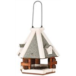 Vogelfutterhaus zum Aufhängen Kiefernholz, ø 36 × 35 cm, braun/weiß