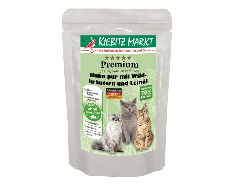 Kiebitzmarkt Premium Huhn pur mit Wildkräutern und Leinöl 12x95 g