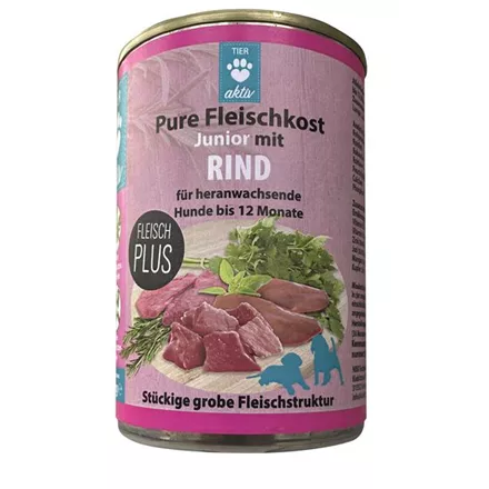 Tieraktiv Pure Fleischkost Junior mit Rind