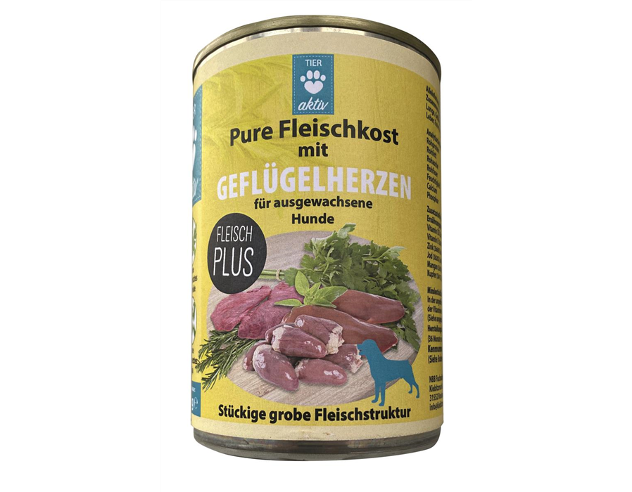 Tieraktiv Pure Fleischkost mit Geflügelherzen 24x400 g