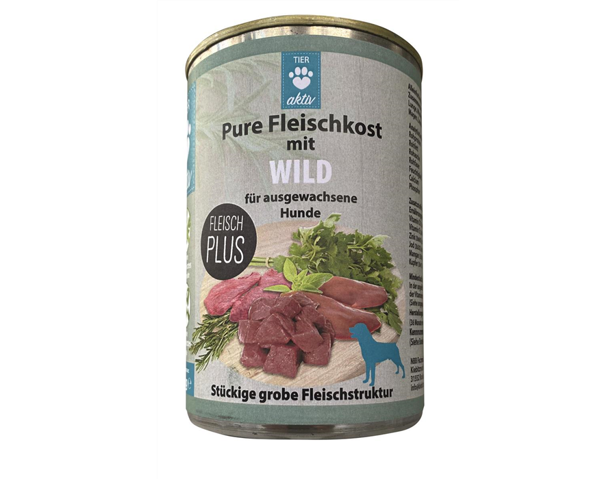 Tieraktiv Pure Fleischkost mit Wild 24x400 g