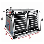 Aluminium Autotransportbox doppelt "ROUND CORNER" a 83,5 x b 96,5 x c 68,5 x d 70 x e 45 cm