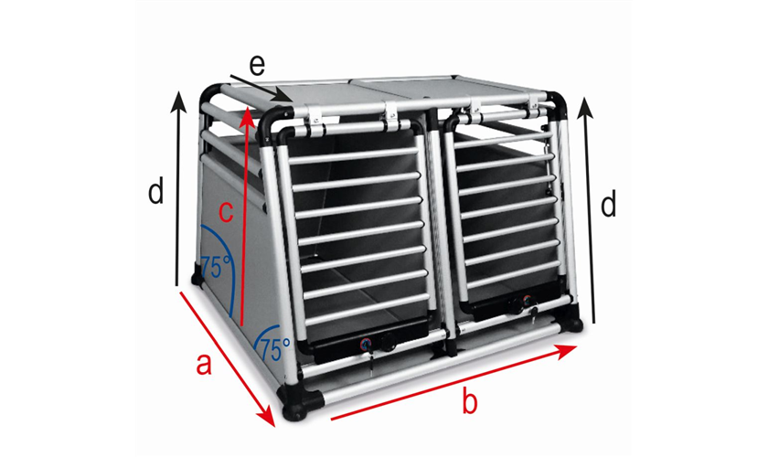 Aluminium Autotransportbox doppelt "ROUND CORNER" a 83,5 x b 96,5 x c 68,5 x d 70 x e 45 cm