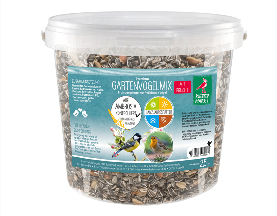 Kiebitzmarkt Premium Gartenvogelmix 2,5 kg Eimer