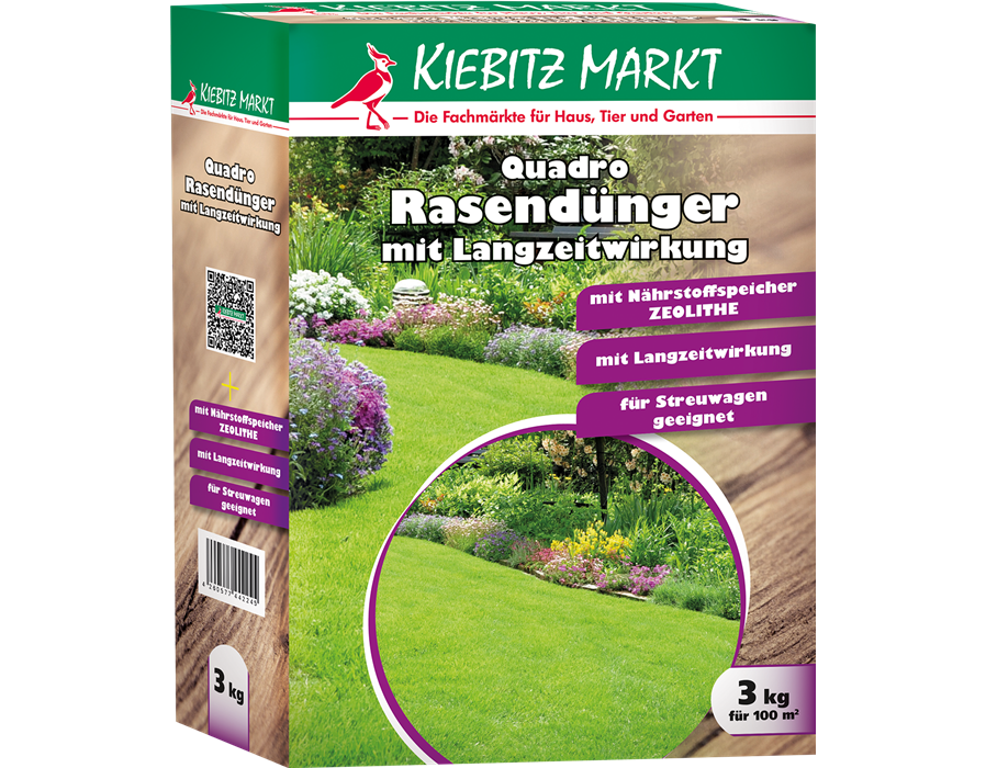 Kiebitzmarkt Quadro Rasendünger mit Langzeitwirkung 3 kg