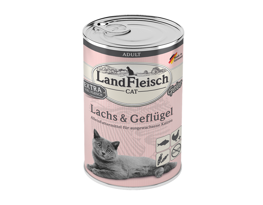 Landfleisch Cat Adult Gelee Lachs+Geflügel 400 g