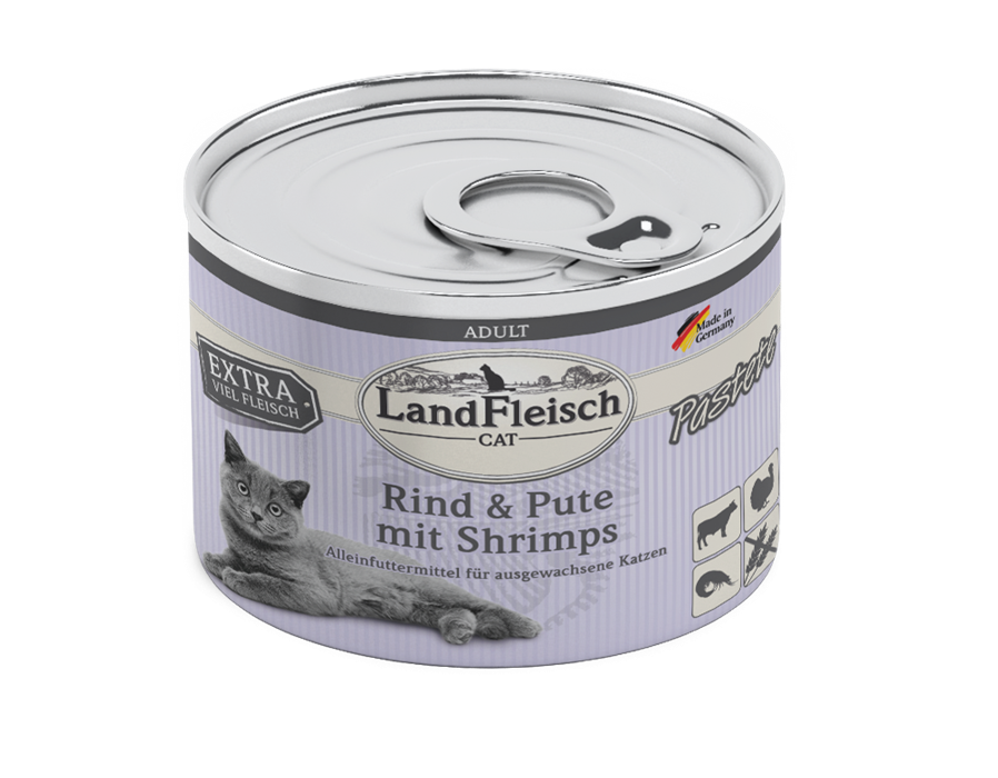 Landfleisch Cat Adult Pastete Rind+Pute+Shrimps 195 g