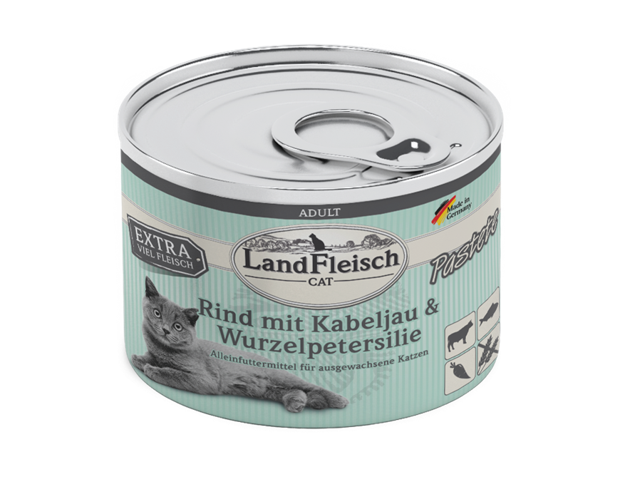 Landfleisch Cat Adult Pastete Rind+Kabeljau 195 g