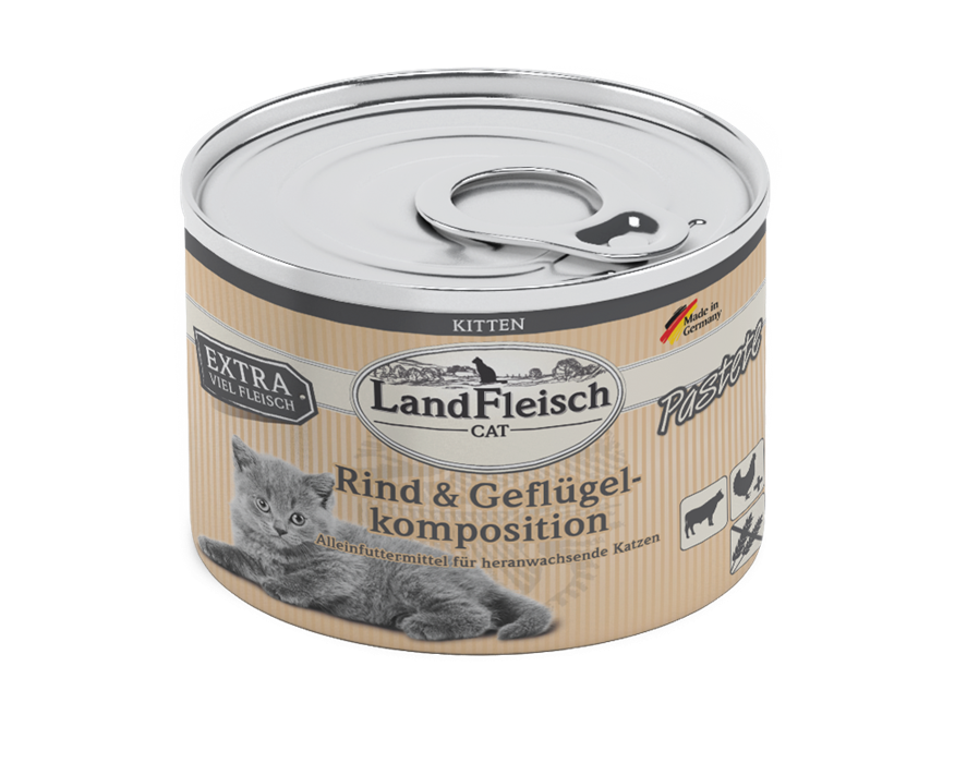 Landfleisch Cat Kitten Pastete Rind+Geflügelkomposition 195 g