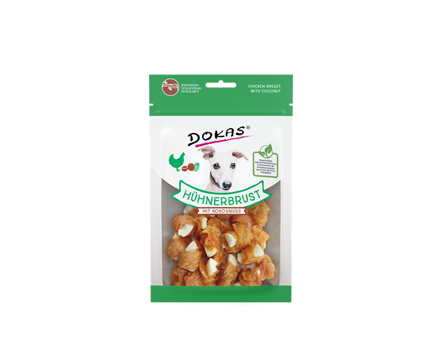 Dokas Dog Snack Hühnerbrust mit Kokosnuss 60g 60 g