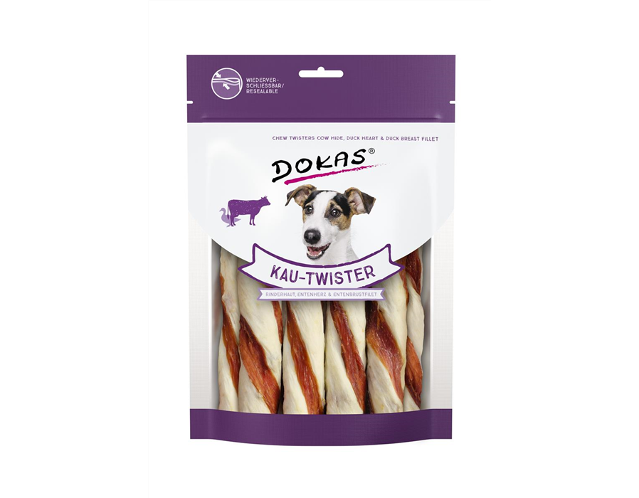 Dokas Dog Snack Kau-Twister Rinderhaut, Entenherz & Entenbrust 200 g 200 g